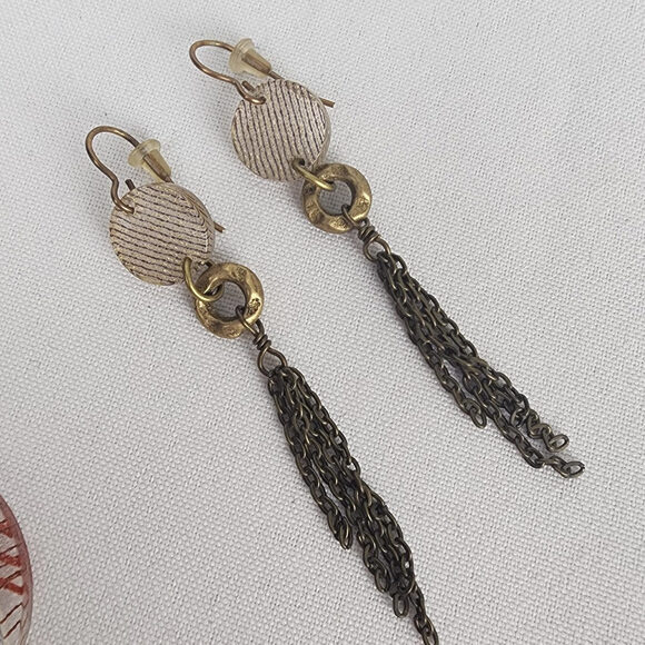 Color By Amber Red & Gold Long Necklace & Earring Set - Picture 5 of 7